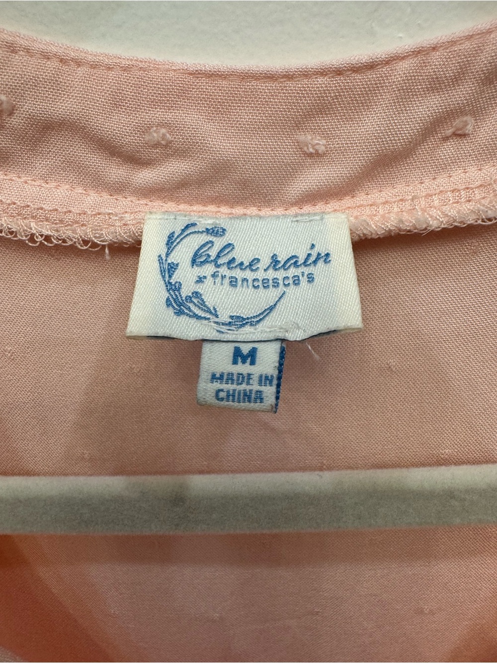 Francesca's x blue rain Collection Light Pink Swiss Dot V-Neck Peplum Blouse - Picture 2 of 3
